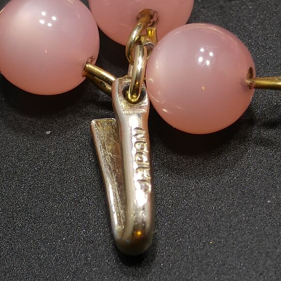 Vintage Japan Pink Beaded Necklace Earrings, Moonglow Lucite Crystal , 1950s - Picture 5 of 10